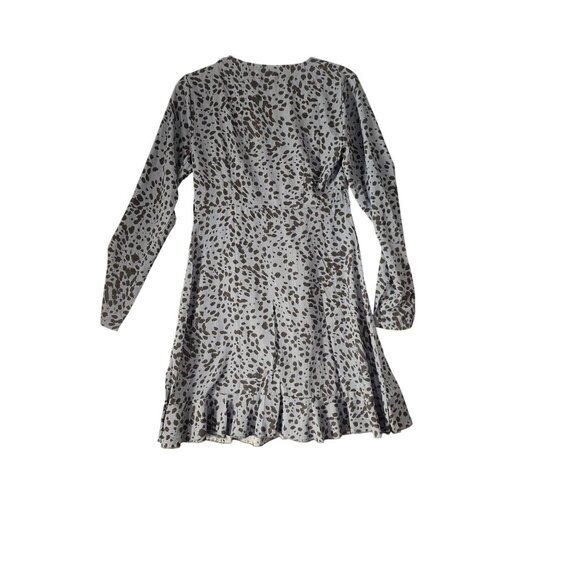Missguided Maternity Wrap Dress NWT Blue & Black Leopard Long Sleeve Size 4 - Picture 2 of 6
